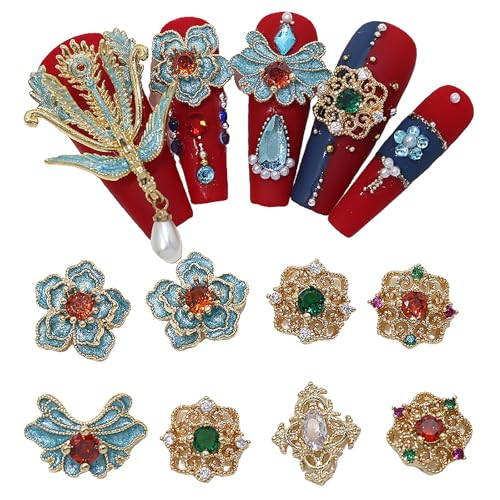 1PC Braut nagel im chinesischen Stil Xiuhe Hochzeit Nagel zubehör mit Temperament Phoenix Krone und rosigem Glühen bunte Emaille von Yawdil