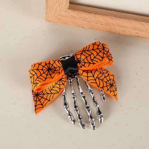 Halloween Bow Skull Clip, Skelett Geist Hand Knochen Haarnadel, Vintage Punk Gothic Persönlichkeit Frauen Mädchen Haars pangen Haarschmuck von Yawdil