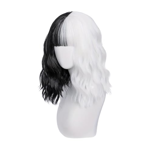 Universal Cosplay Perücke Schwarz Weiß Mit Bangs Anime Hitze beständige Party verkleiden Dekoration Styling-Tools von Yawdil