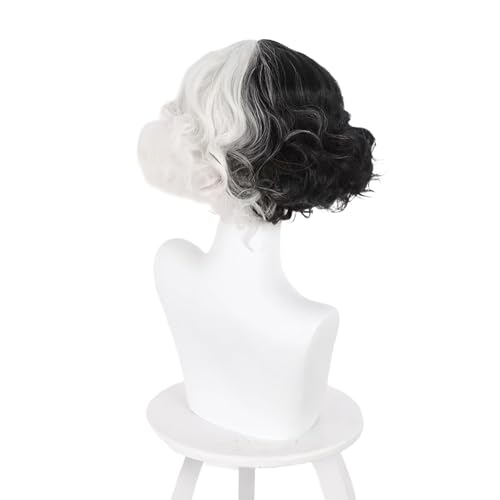 Universal Cosplay Perücke Schwarz Weiß Mit Bangs Anime Hitze beständige Party verkleiden Dekoration Styling-Tools von Yawdil