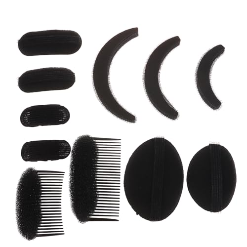 Yawdil Haars tyling Werkzeuge 11 Stück Schwamm Volumen Haar basen Set Bump It Up Einsätze Haarkämme Clips für Frauen Mädchen DIY Frisuren (schwarz) von Yawdil