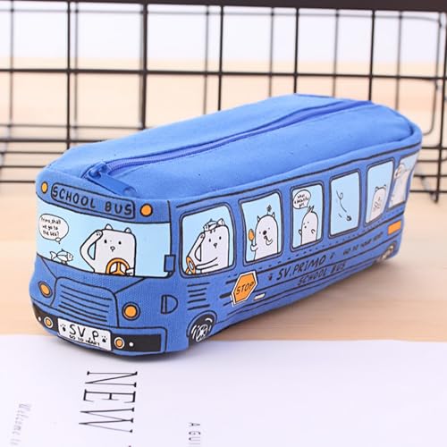 Yawdil Kreative große Kapazität Cartoon Tiere Schulbus Leinwand Bleistift Fall Schöne Bleistift Tasche Schreibwaren Stift Tasche Schulbedarf von Yawdil
