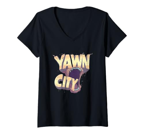 Damen Lustiges Gähnstadt Statement Kostüm für Jungen und Mädchen T-Shirt mit V-Ausschnitt Damen Lustiges Gähnstadt Statement Kostüm für Jungen und Mädchen T-Shirt mit V-Ausschnitt von Yawn Outfit