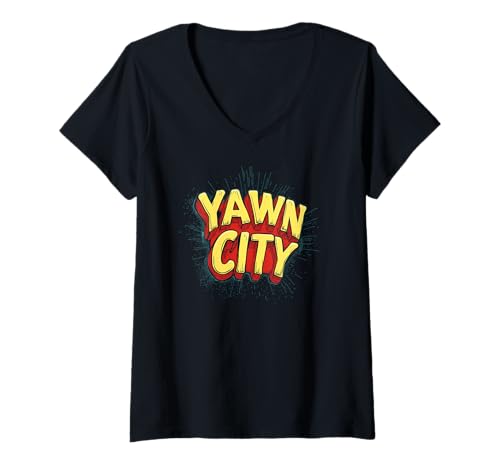 Damen Wappentier der Stadt Nice Yawn T-Shirt mit V-Ausschnitt Damen Wappentier der Stadt Nice Yawn T-Shirt mit V-Ausschnitt von Yawn Outfit