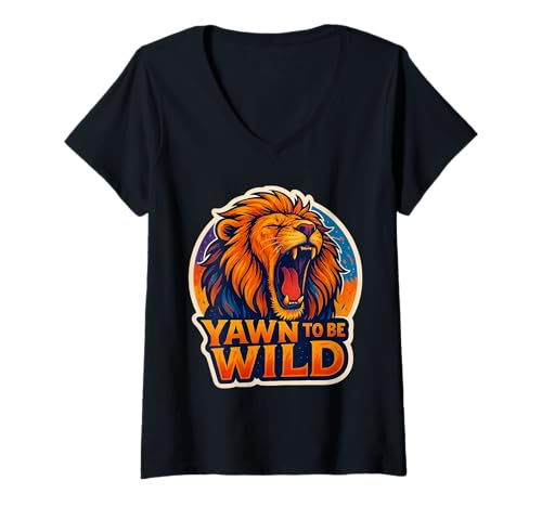 Damen Yawn to Be Wild Funny Gähnender Löwenliebhaber Lazy Sleepy Tired T-Shirt mit V-Ausschnitt Damen Yawn to Be Wild Funny Gähnender Löwenliebhaber Lazy Sleepy Tired T-Shirt mit V-Ausschnitt von Yawn To Be Wild Funny Yawning Lion Lover Products