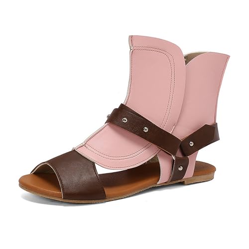Yawors Damen LC2263 Stiefeletten mit Peep Toe Synthetik Flach Pink - 40 EU Yawors Damen LC2263 Stiefeletten mit Peep Toe Synthetik Flach Pink - 40 EU von Yawors