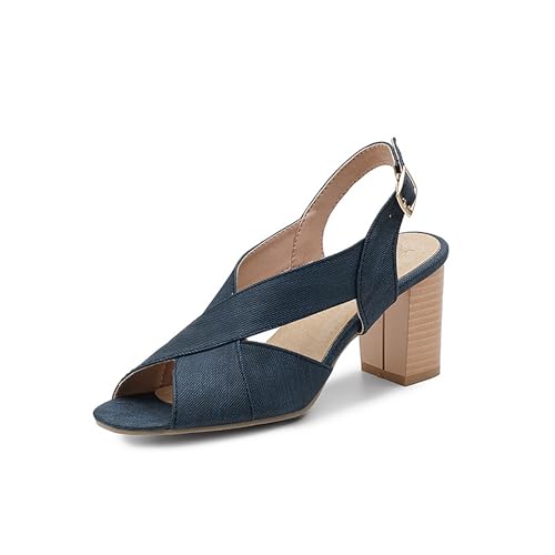 Yawors Damen LC2276 Sandale Mit Absatz mit Blockabsatz Mitte Komfort Peep Toe Blockabsatz Blau - 44.5 EU Yawors Damen LC2276 Sandale Mit Absatz mit Blockabsatz Mitte Komfort Peep Toe Blockabsatz Blau - 44.5 EU von Yawors