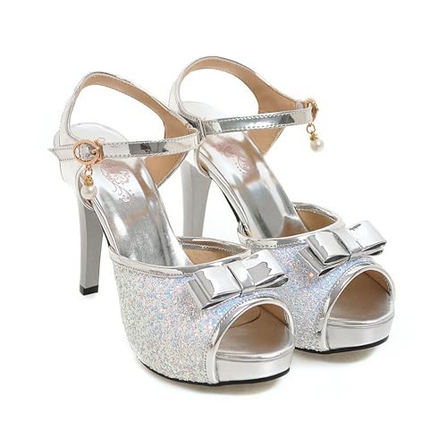 Yawors Damen LC2278 Sandale Mit Absatz mit Stiletto Niedrig Adjustable Strap Festkörper Stiletto Silber - 33.5 EU Yawors Damen LC2278 Sandale Mit Absatz mit Stiletto Niedrig Adjustable Strap Festkörper Stiletto Silber - 33.5 EU von Yawors