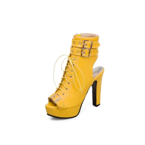 Yawors Damen LC2283 Stiefeletten mit Klobig Niedrig Doppelring Adjustable Strap Klassischer Schnürhalbschuh Gelb - 41.5 EU Yawors Damen LC2283 Stiefeletten mit Klobig Niedrig Doppelring Adjustable Strap Klassischer Schnürhalbschuh Gelb - 41.5 EU von Yawors