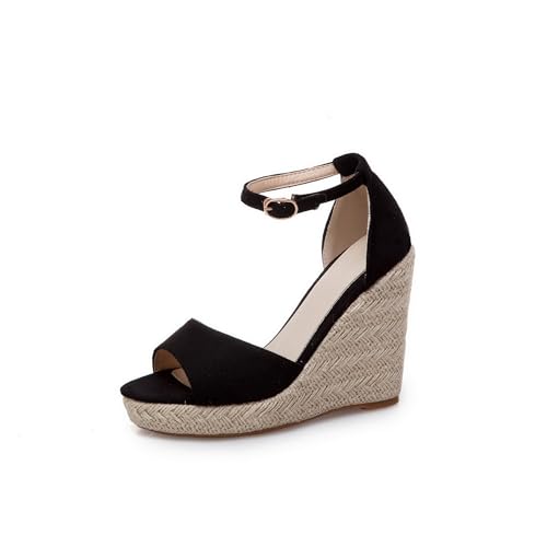 Yawors Damen LC2284 Sandale Mit Absatz mit Keilabsatz Niedrig Adjustable Strap Niedrig Spitze Keilabsatz Schwarz - 39.5 EU Yawors Damen LC2284 Sandale Mit Absatz mit Keilabsatz Niedrig Adjustable Strap Niedrig Spitze Keilabsatz Schwarz - 39.5 EU von Yawors
