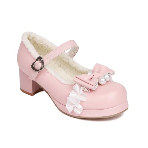 Yawors Damen LC2296 Pumps Mary Jane mit Blockabsatz Niedrig Festkörper Lesbie Synthetik Pink - 36.5 EU Yawors Damen LC2296 Pumps Mary Jane mit Blockabsatz Niedrig Festkörper Lesbie Synthetik Pink - 36.5 EU von Yawors