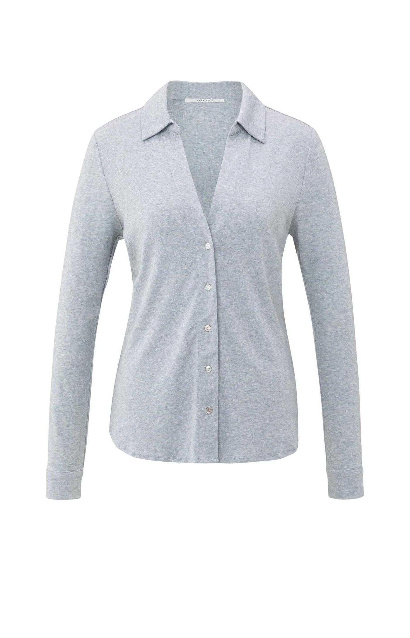 Yaya - Bluse aus Jersey-Mischgewebe mit V-Ausschnitt grau - Gr. - M von Yaya