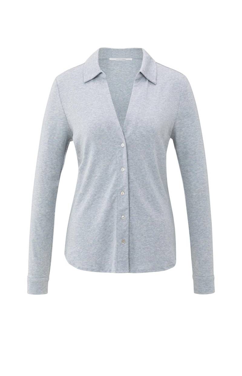 Yaya - Bluse aus Jersey-Mischgewebe mit V-Ausschnitt grau - Gr. - XS von Yaya