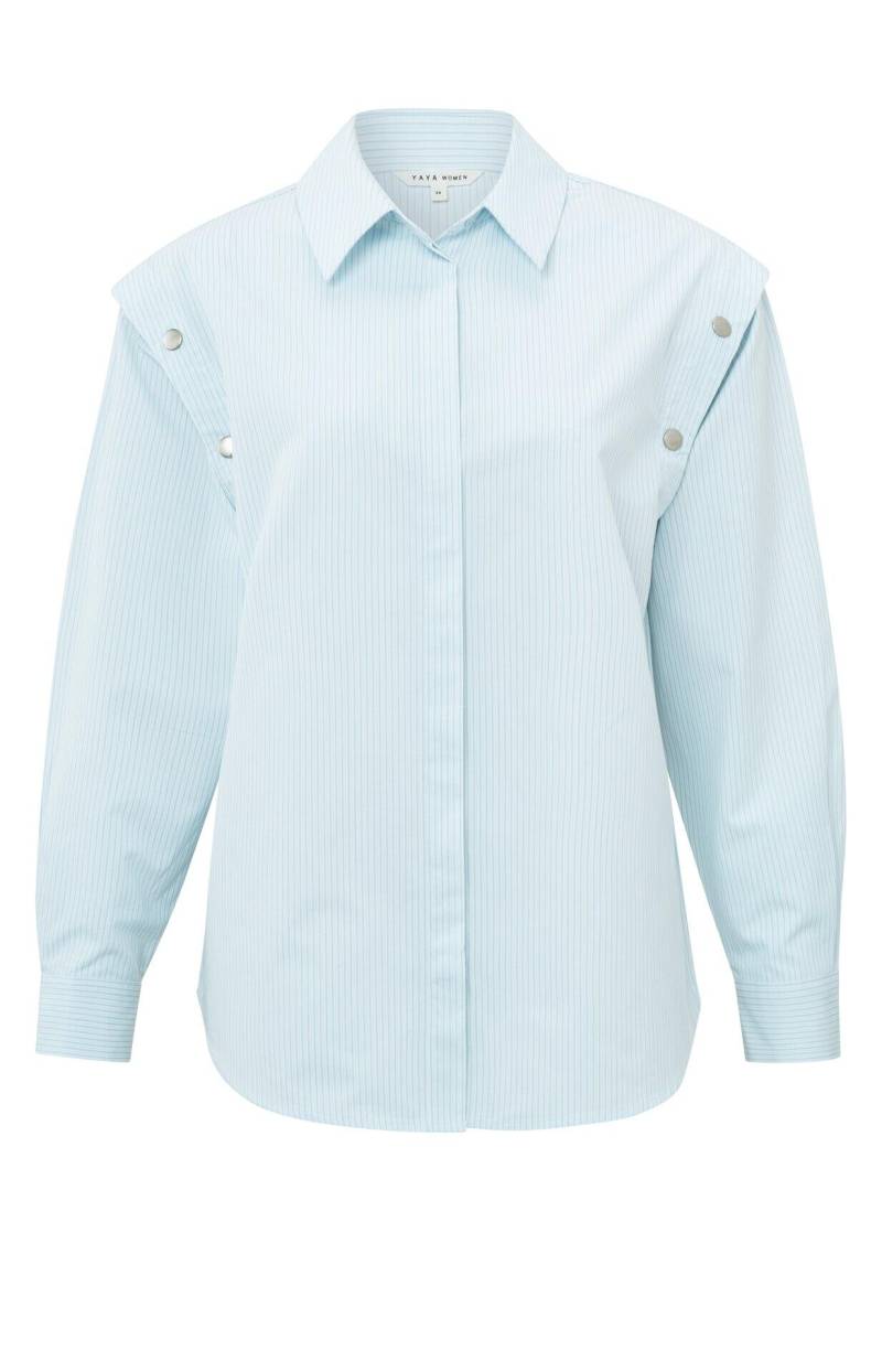Yaya - Bluse mit Knöpfen weiß/blau - Gr. - 36 von Yaya