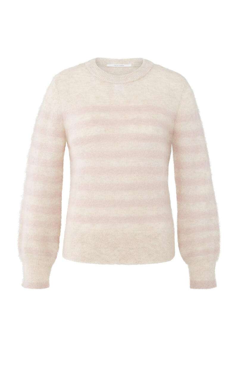 Yaya - Gestreifter Pullover mit Rundhalsausschnitt und langen Ärmeln beige/pink - Gr. - L von Yaya