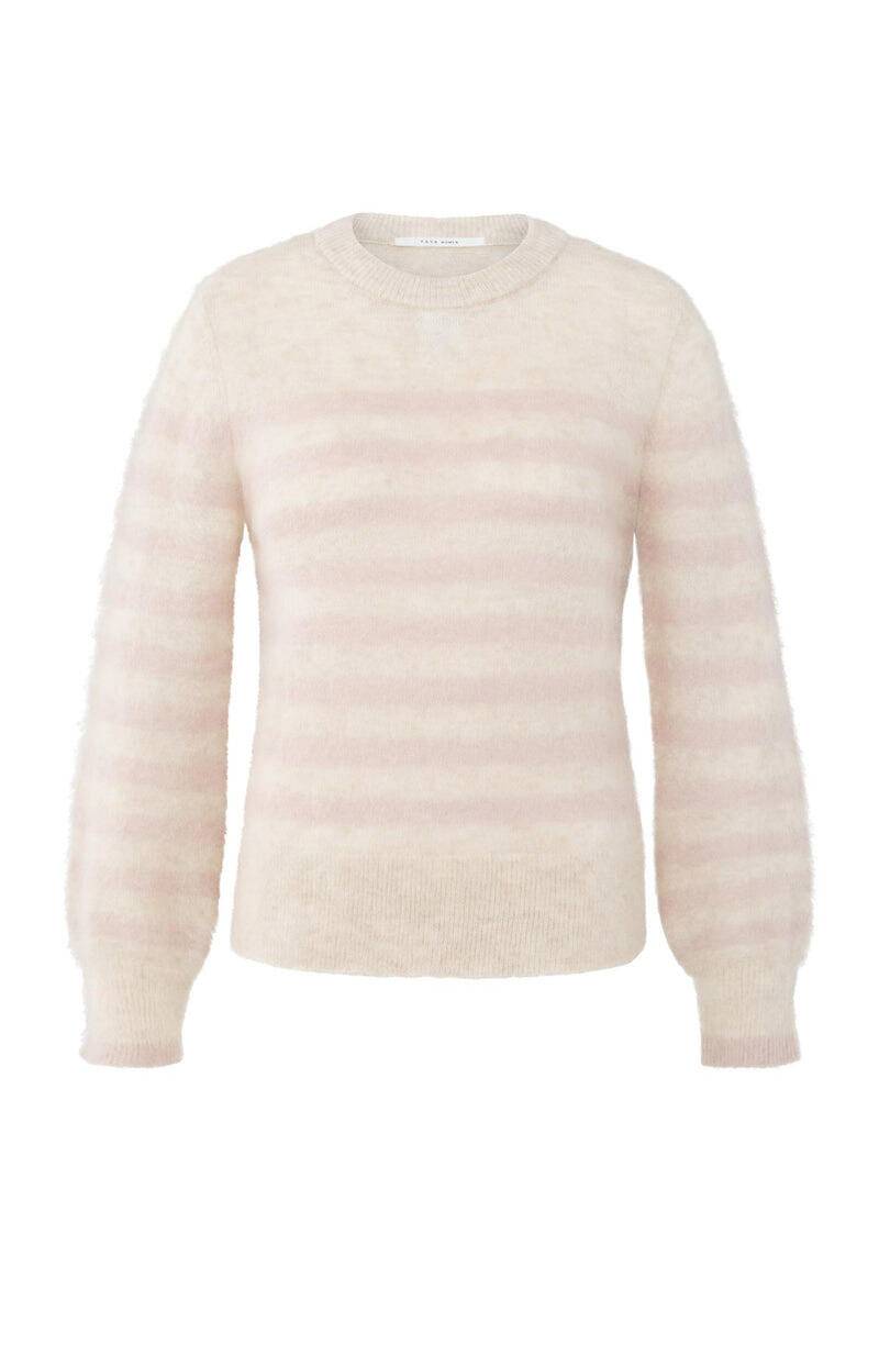 Yaya - Gestreifter Pullover mit Rundhalsausschnitt und langen Ärmeln beige/pink - Gr. - S von Yaya