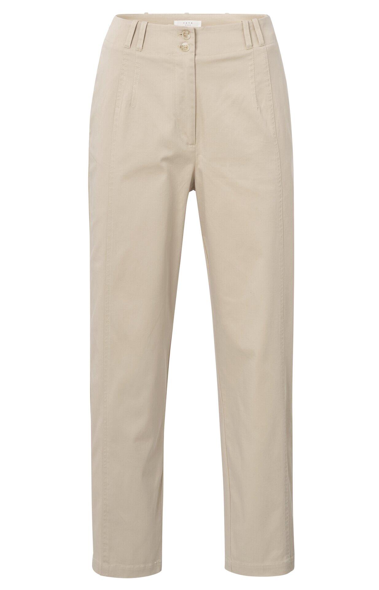 Yaya - Hose mit hoher Taille aus gewebter Baumwolle beige - Gr. - 42 von Yaya