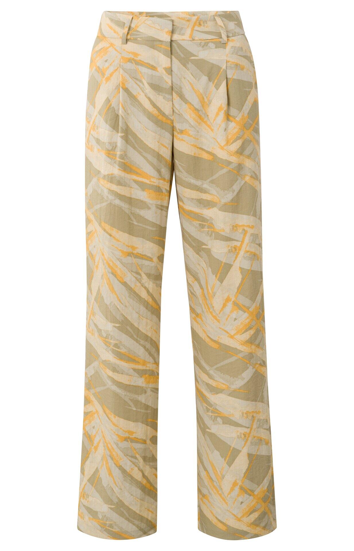 Yaya - Hose mit hoher Taille und weitem Bein grün/gelb - Gr. - 36 von Yaya