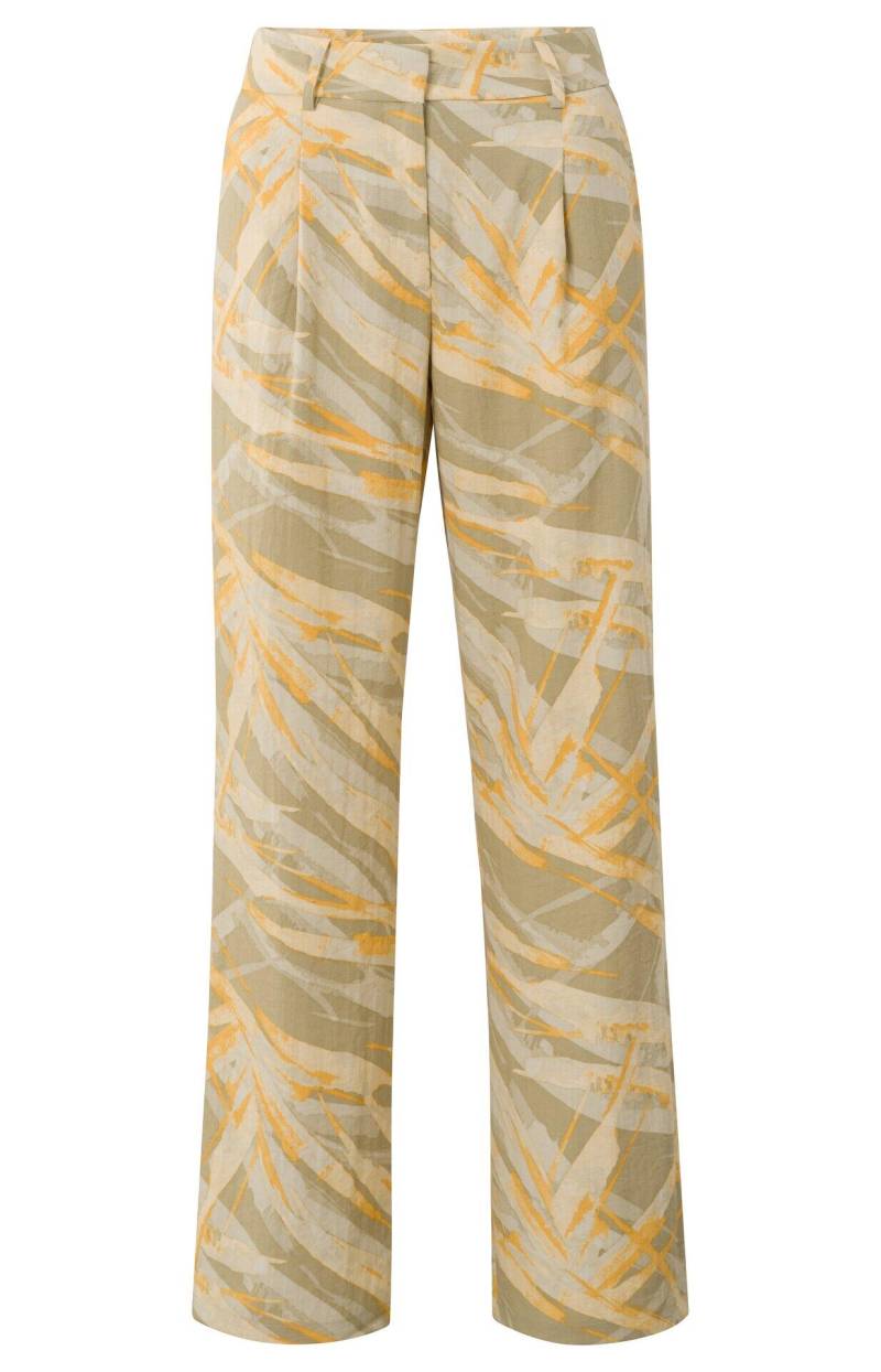 Yaya - Hose mit hoher Taille und weitem Bein grün/gelb - Gr. - 36 von Yaya