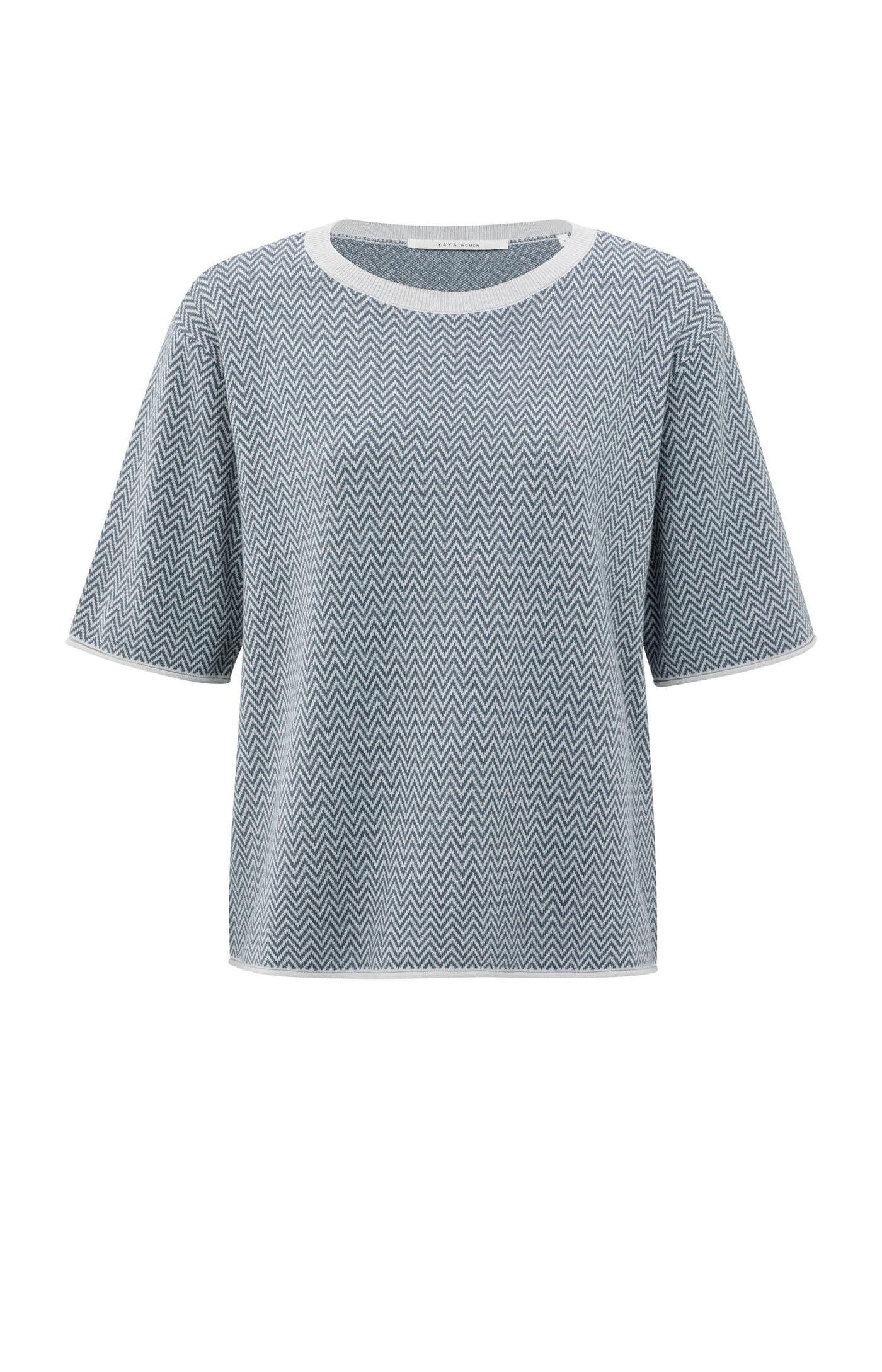 Yaya - Jacquard-T-Shirt mit Zickzackmuster blau - Gr. - S von Yaya