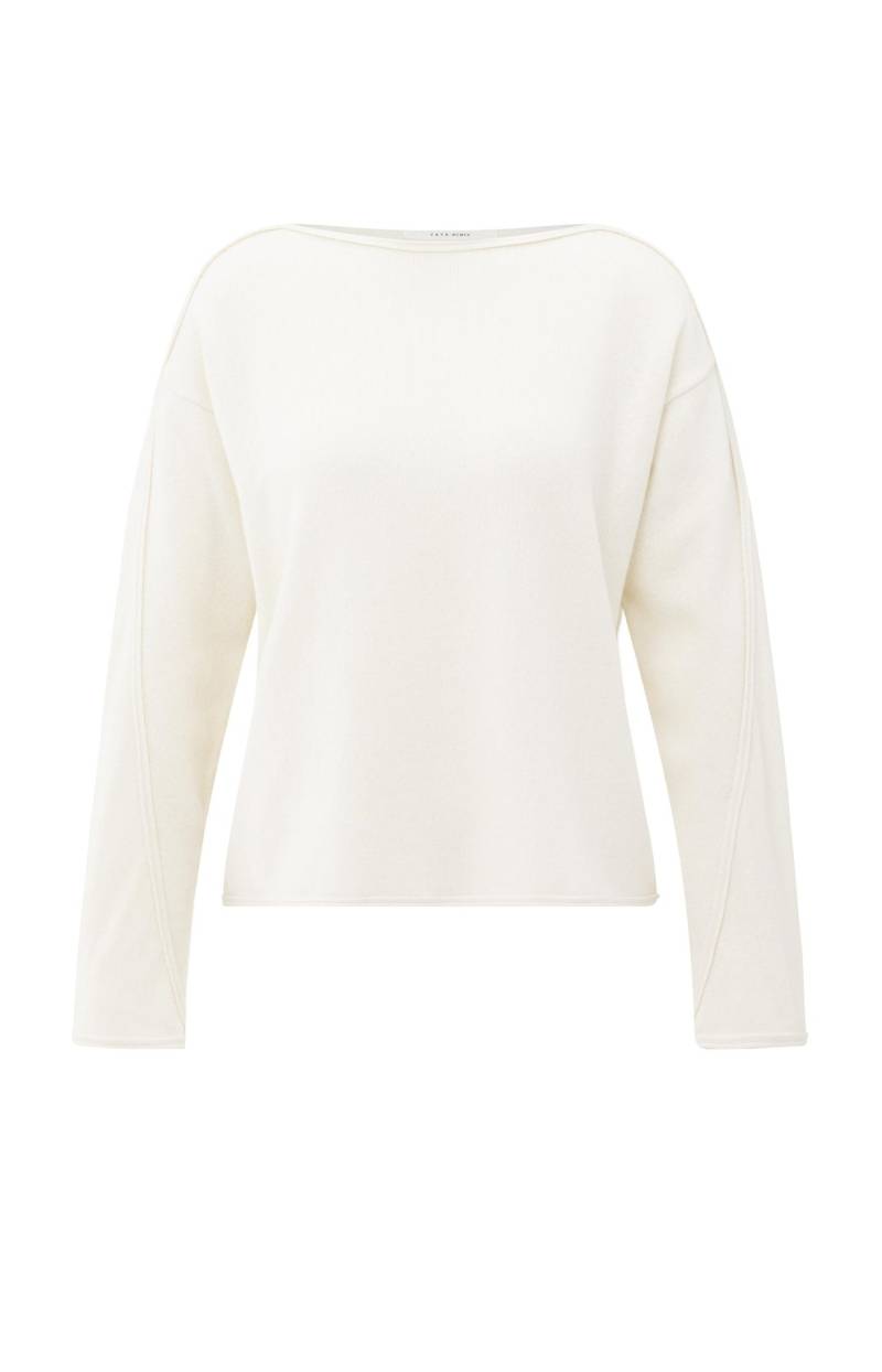 Yaya - Pullover mit U-Boot-Ausschnitt und raffinierten Ziernähten weiß - Gr. - M von Yaya