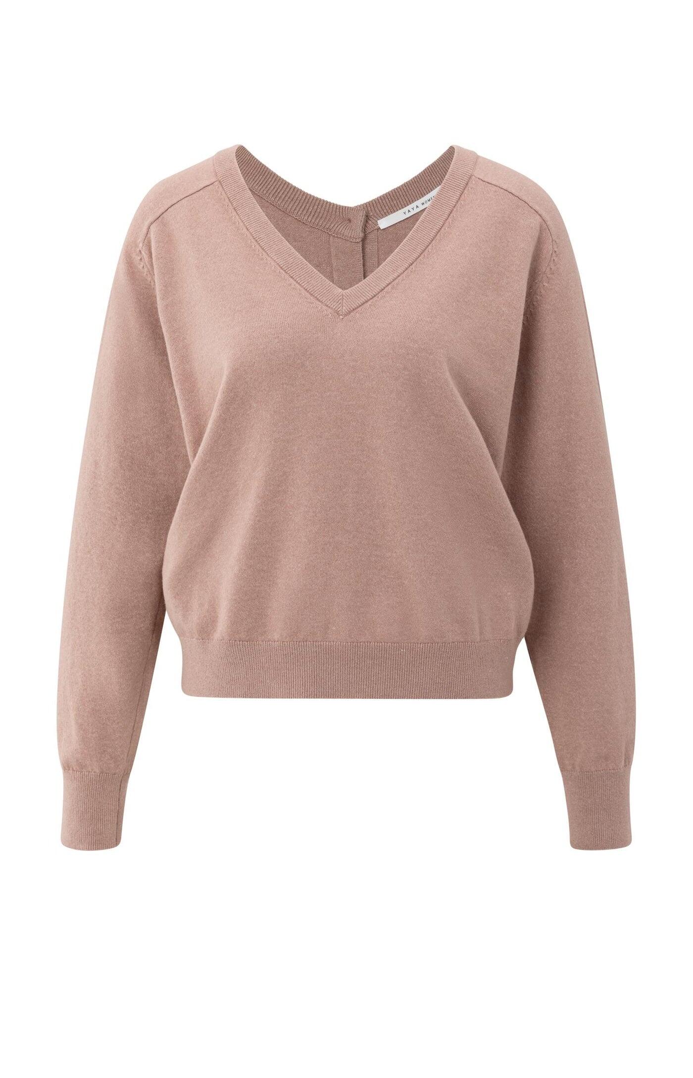 Yaya - Pullover mit doppeltem V-Ausschnitt pink - Gr. - M von Yaya