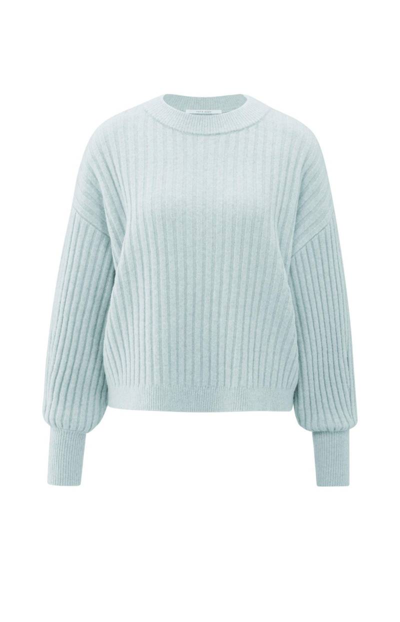 Yaya - Rippenpullover mit Rundhalsausschnitt und langen Ärmeln blau - Gr. - M von Yaya