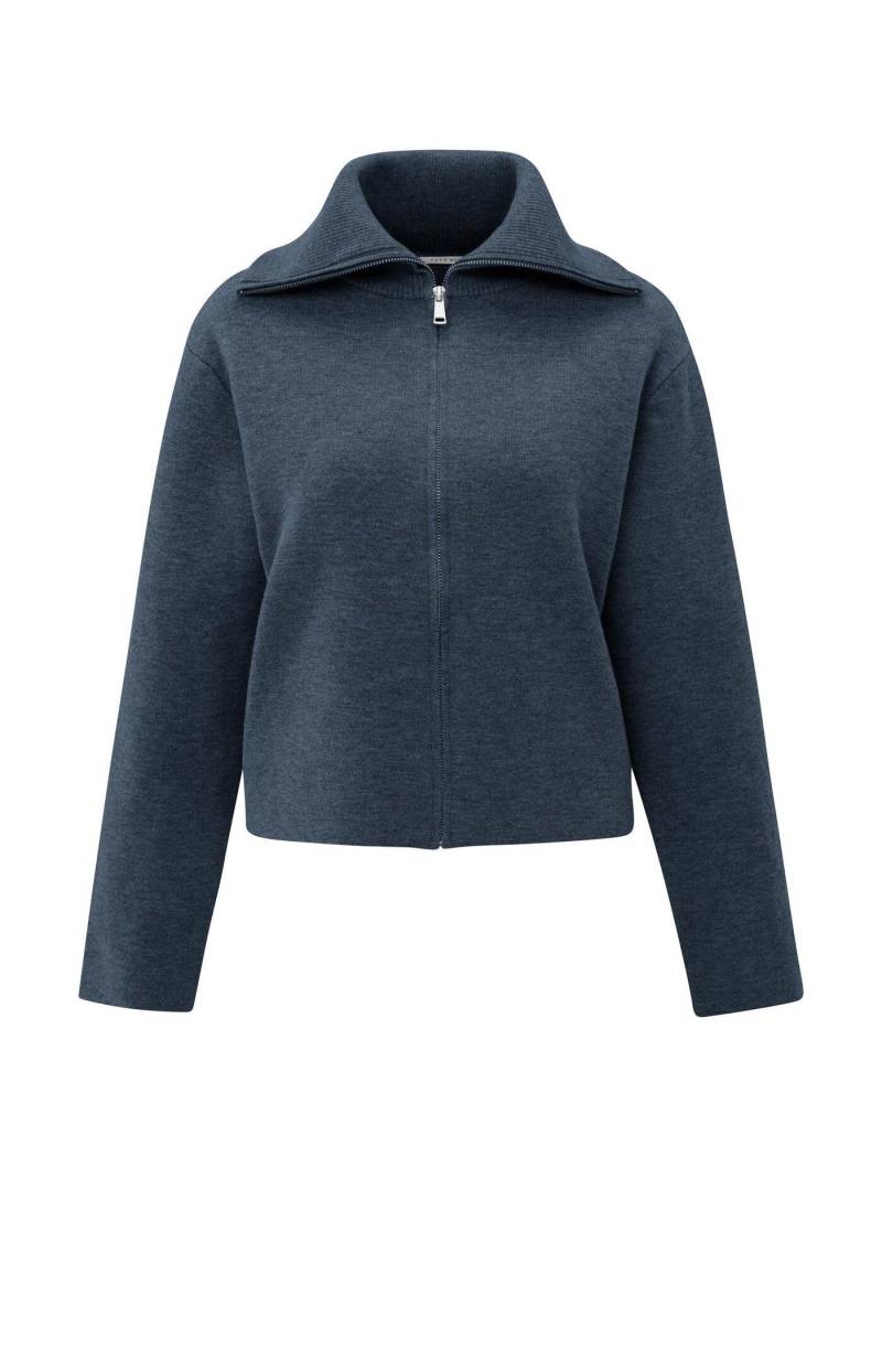 Yaya - Strickjacke mit Reißverschluss blau - Gr. - S von Yaya