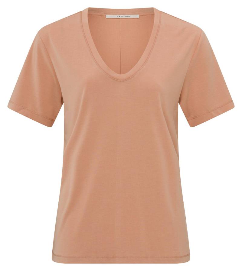 Yaya - T-Shirt mit abgerundetem V-Ausschnitt orange - Gr. - S von Yaya