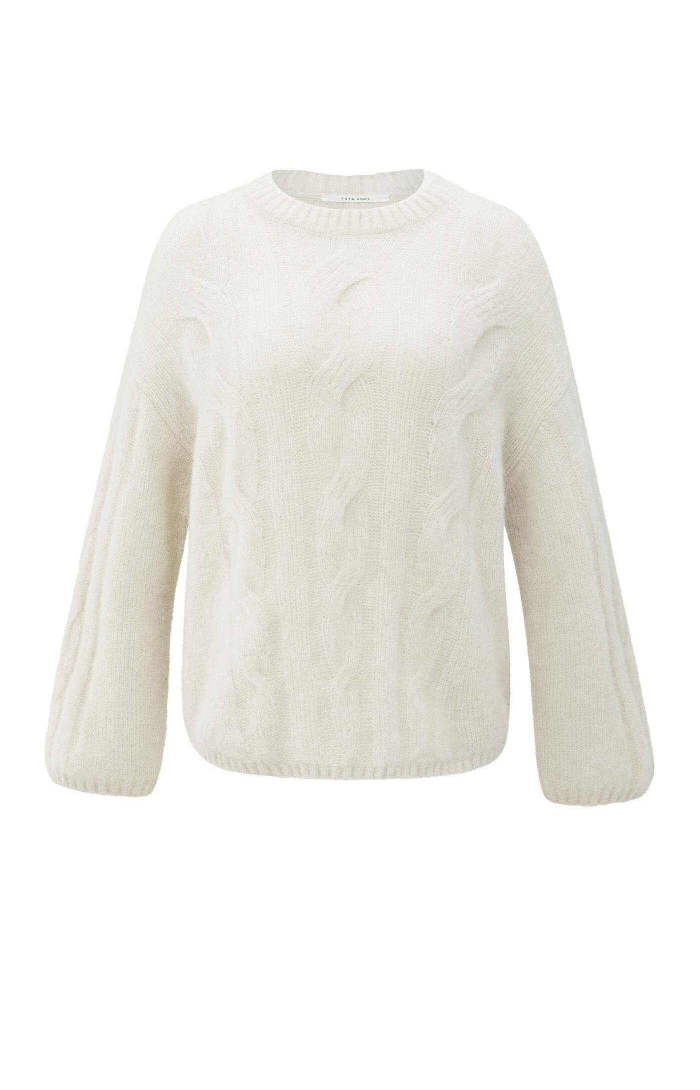 Yaya - Weicher Pullover aus Kabelstrick mit Rundhalsausschnitt beige - Gr. - 1 von Yaya