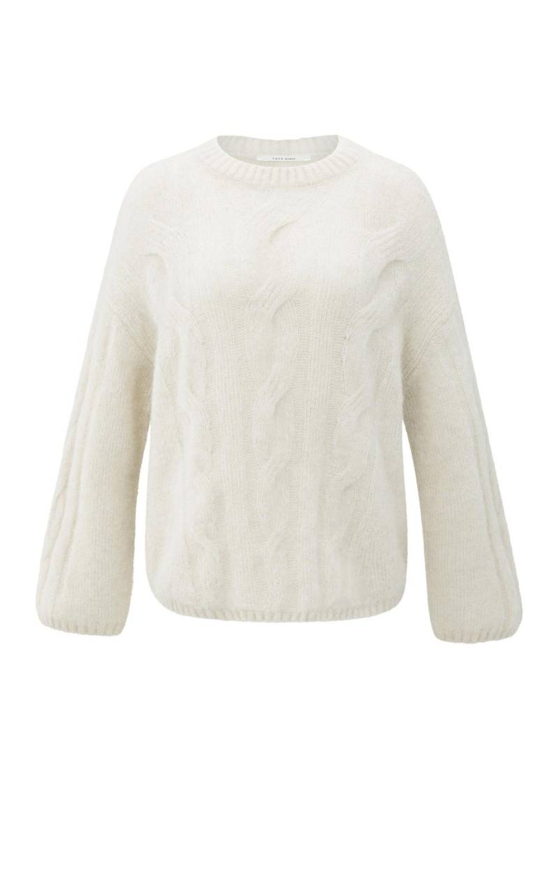 Yaya - Weicher Pullover aus Kabelstrick mit Rundhalsausschnitt beige - Gr. - 2 von Yaya