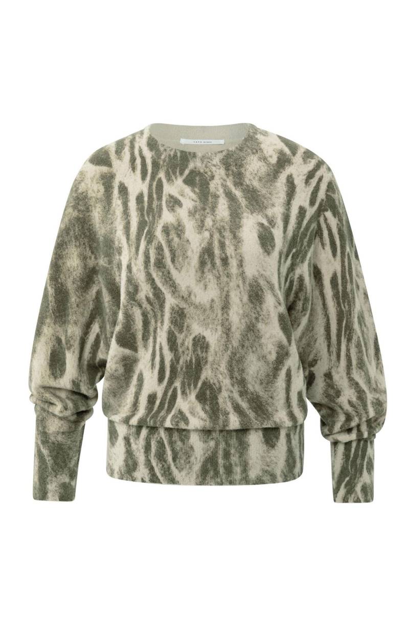 Yaya - Weicher Pullover mit abstraktem Allover-Print beige - Gr. - S von Yaya
