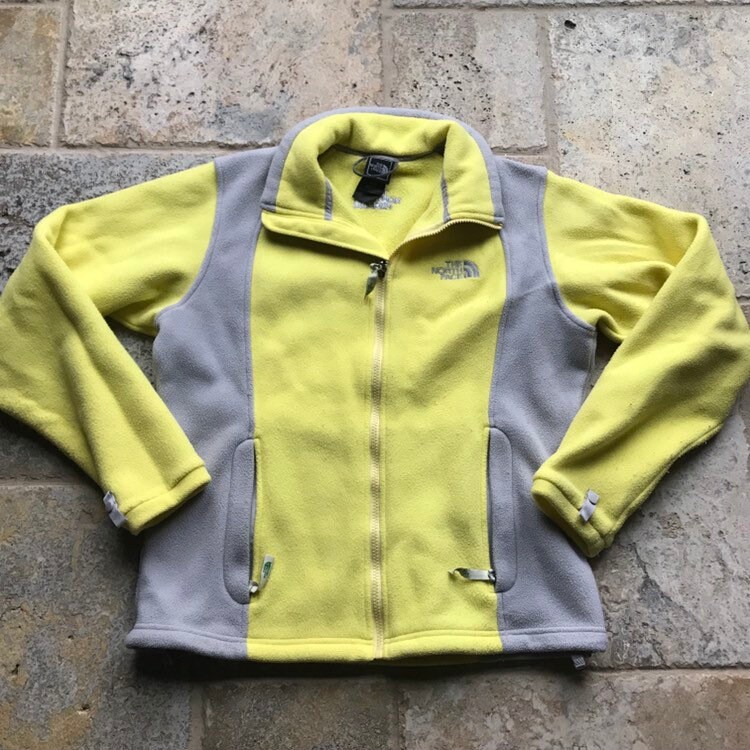 North Face Fleece Grau Und Gelb Jacke North Face Fleece Grau Und Gelb Jacke von YayaThreadsShop