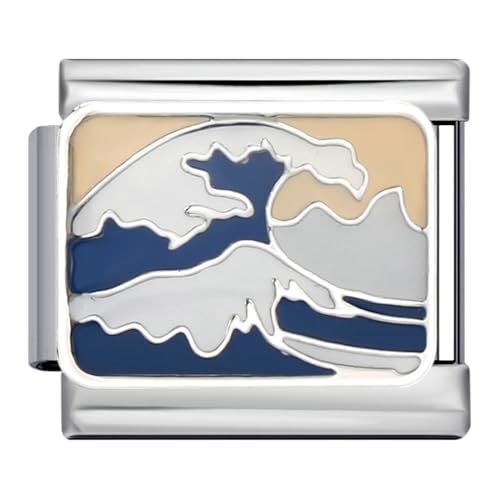 YayaVrillant Italian Charm Bracelet Charms, Italian Charm Bracelet Silber 9mm Ozean Armbänder Zubehör, DIY Abnehmbar Module Für Italienische Armbänder (D) von YayaVrillant