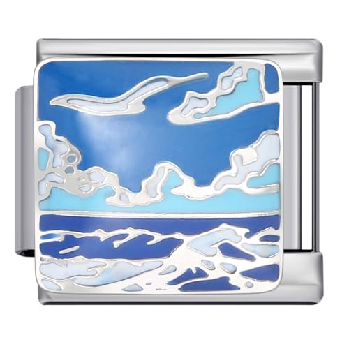 YayaVrillant Italian Charm Bracelet Charms, Italian Charm Bracelet Silber 9mm Ozean Armbänder Zubehör, DIY Abnehmbar Module Für Italienische Armbänder (N) von YayaVrillant