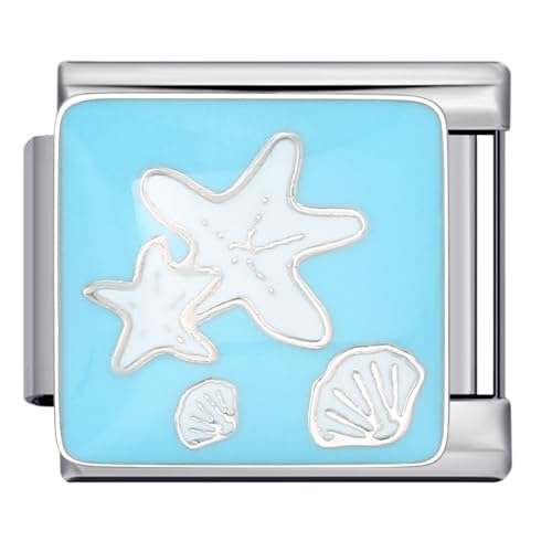 YayaVrillant Italian Charm Bracelet Charms, Italian Charm Bracelet Silber 9mm Ozean Armbänder Zubehör, DIY Abnehmbar Module Für Italienische Armbänder (V) von YayaVrillant