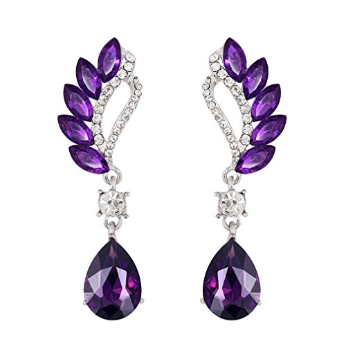 YAZILIND Birnenschliff Amethyst Tropfen Ohrringe Strass Weißer Topas luxuriös elegante Ohrstecker Lila von YAZILIND