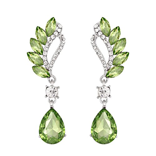 YAZILIND Birnenschliff Peridot Ohrringe Strass Weißer Topas luxuriös elegante Ohrstecker Grün von YAZILIND