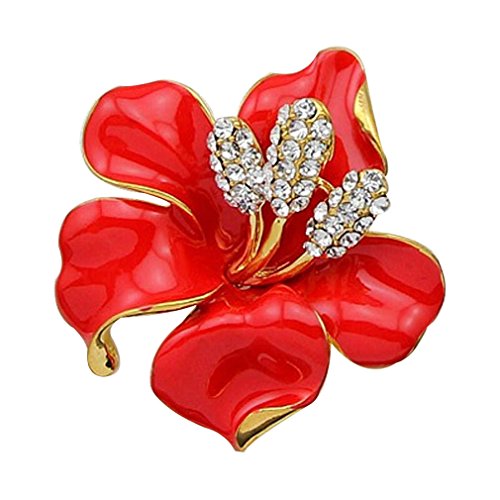 YAZILIND Crafted Strass Kristall Rote Lilien-Blumen-Hochzeits-Brosche Frauen Schmuck Zubehör von YAZILIND