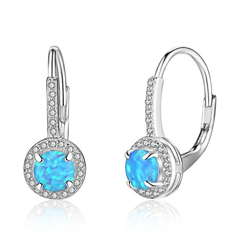 YAZILIND Europe Turkish übertriebene Creolen S925 Silber Jahrgang blau Opal elegant Temperament Ohrringe Frauen Anti-allergische Ohrschmuck von YAZILIND