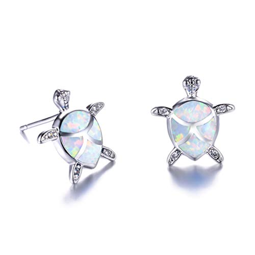 YAZILIND Frauen 925 Sterling Silber Opal Niedliche Schildkröte Form Ohrstecker Geburtstag Schmuck für Mädchen Weiß von YAZILIND