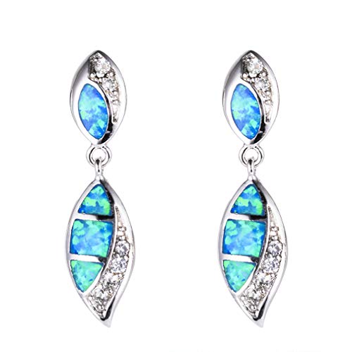 YAZILIND Frauen 925 Sterling Silber Opal und Zirkonia Wassertropfen baumeln Ohrringe Hochzeitsschmuck für Mädchen Blau von YAZILIND