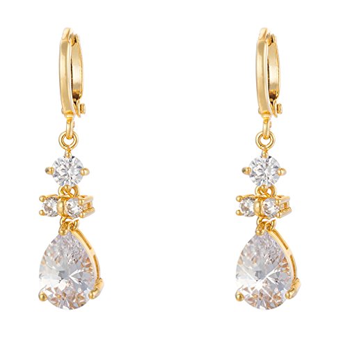 YAZILIND Frauen Luxus-18K Gold überzogene weiße Riss-Tropfen österreichische Kristallband Dangel Ohrring-Geschenk-Ideen von YAZILIND