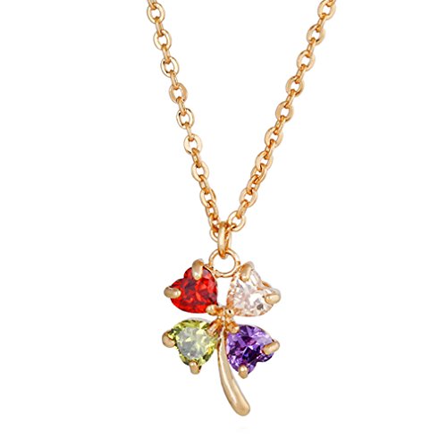 YAZILIND Anhänger Halskette mit Farbe Zirkonia Blume Form Vergoldet Elegante Schmuck für Frauen von YAZILIND