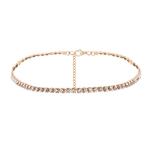 YAZILIND Frauen Schmuck Einstellbare Braut Hochzeit Choker Halskette Strass Legierung Kette Choker (Gold Collier) von YAZILIND