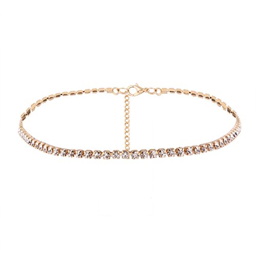 YAZILIND Frauen Schmuck Einstellbare Braut Hochzeit Choker Halskette Strass Legierung Kette Choker (Gold Collier) von YAZILIND