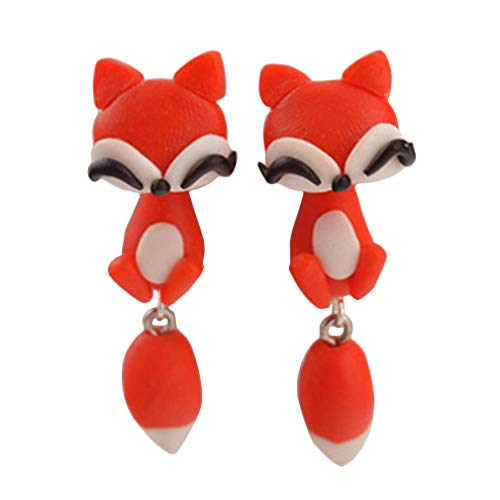 YAZILIND Handgemachte Keramik Tier Ohrringe Cartoon Polymer Clay Weiche süße Fox Ohrringe für Frauen Mädchen Rot von YAZILIND
