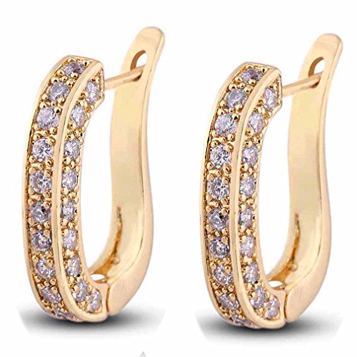 YAZILIND Schmuck Charming Glatte 18 Gold Glänzend U Style Inlay Runde Clear Crystal Ohrstecker für Frauen von YAZILIND