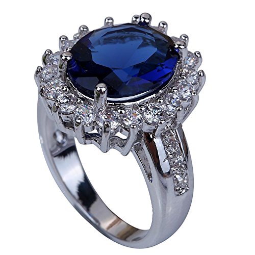 YAZILIND Schmuck Einzigartige Entwurfs-Silber überzogene Sapphire Women Ring Dame Geschenk Size7 von YAZILIND