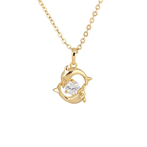 YAZILIND Valentine Geschenk 18K Gold überzog Delphin-Liebe Anhänger Halskette Zirkonia Schmuck von YAZILIND